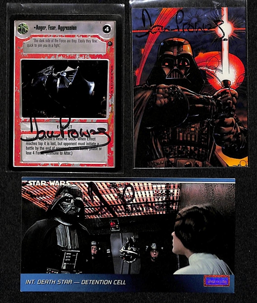 Lot of (16) Hand Signed Autograph Cards inc. (3) David Prowes (The Original Darth Vader), Walter Koening, + (JSA Auction Letter)